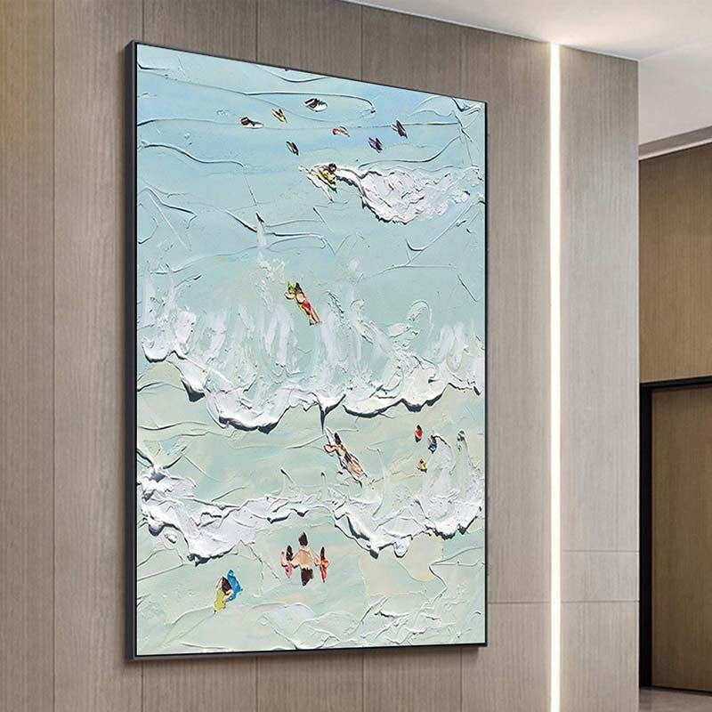 Summer Splash: A Textured Abstract Beach Art for Bathroom Decor
