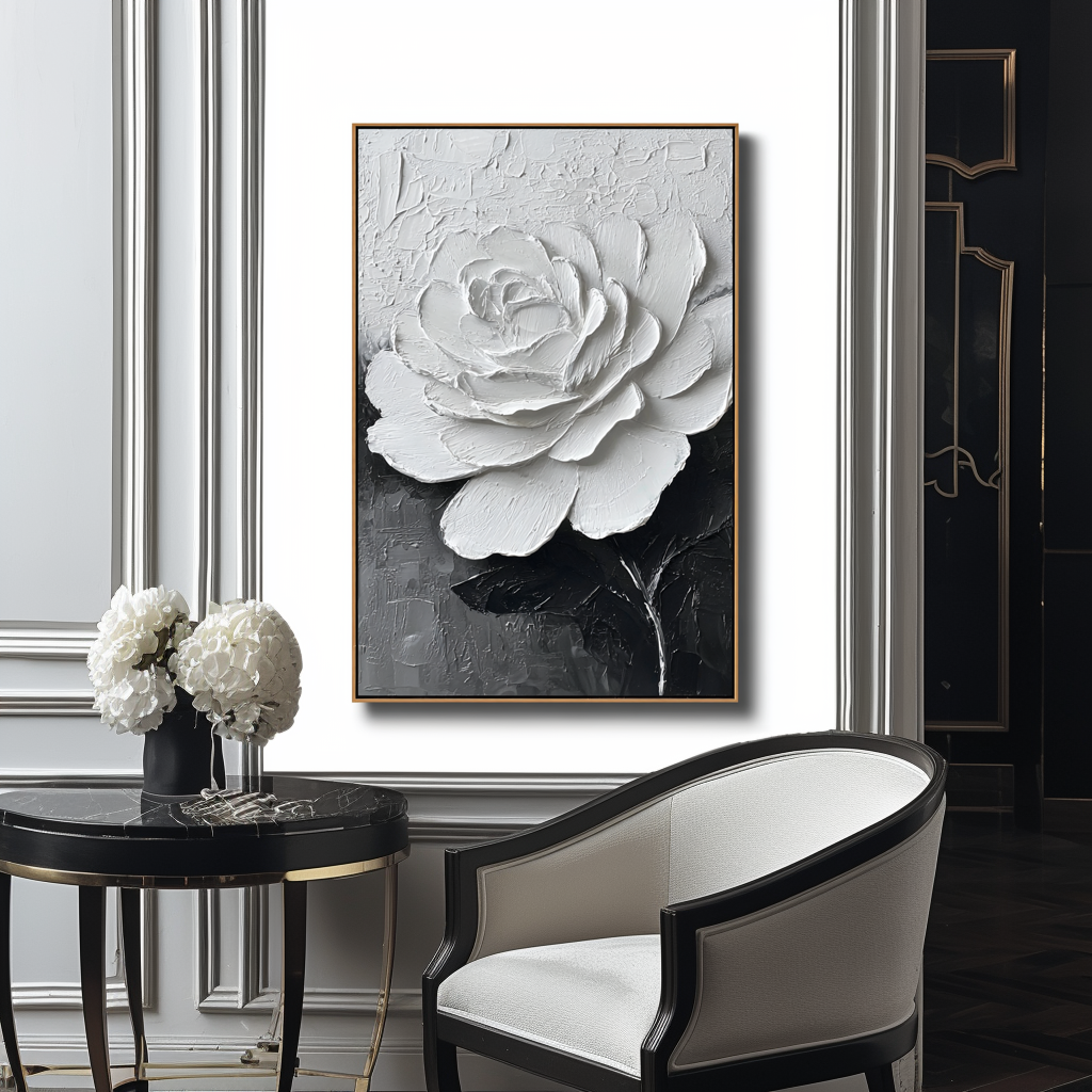 White 3D Textured Flower Painting #ART18