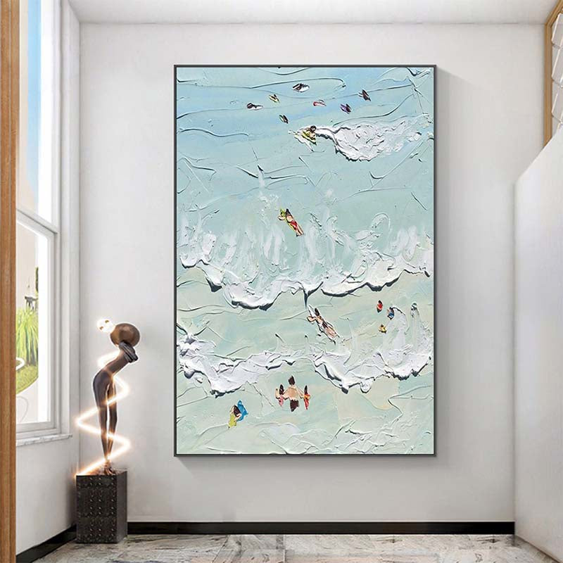 Summer Splash: A Textured Abstract Beach Art for Bathroom Decor