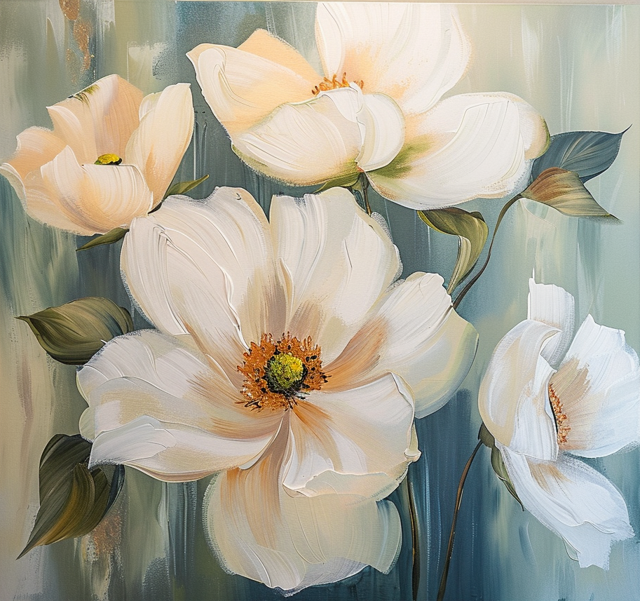 Ivory Bloom Serenity Floral Painting