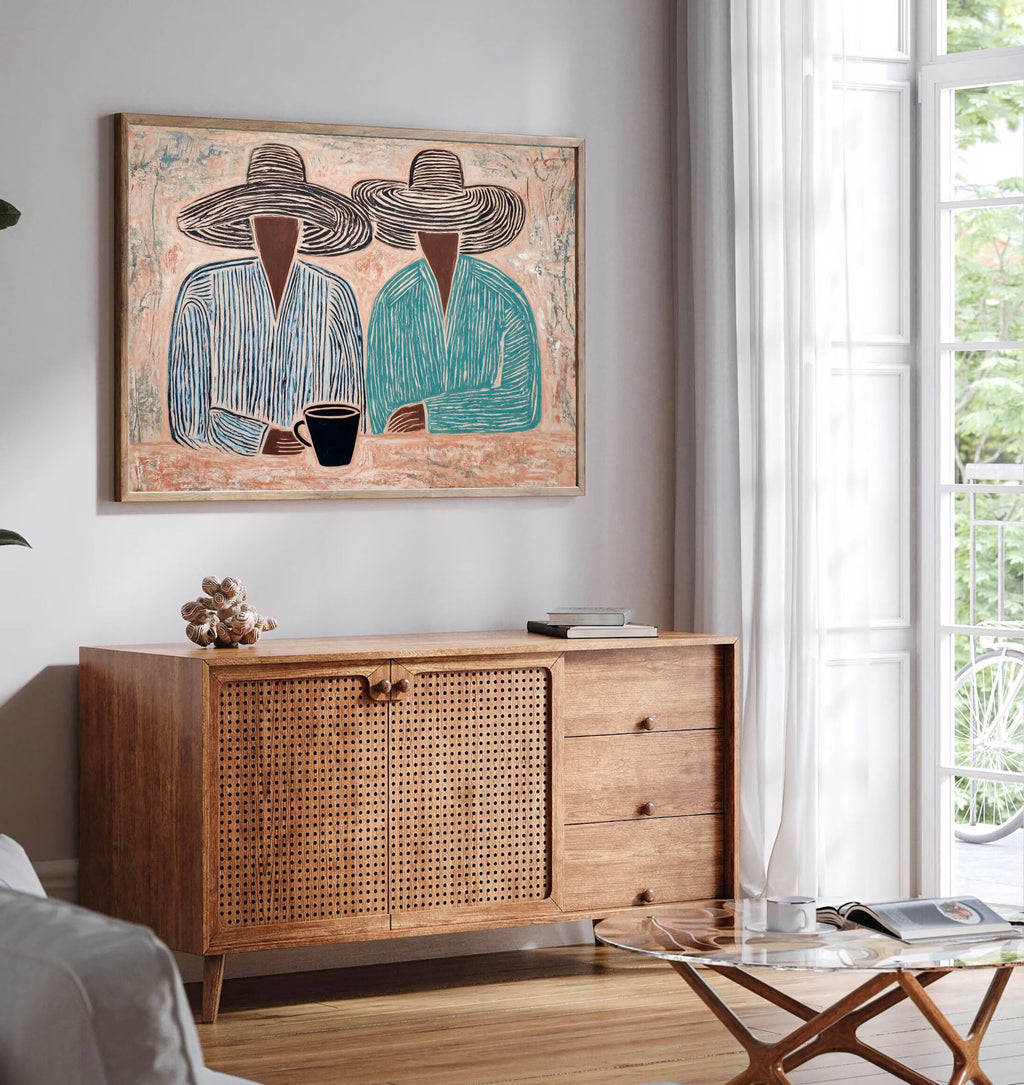 Coffee Conversations – Abstract Duo Figurative Painting