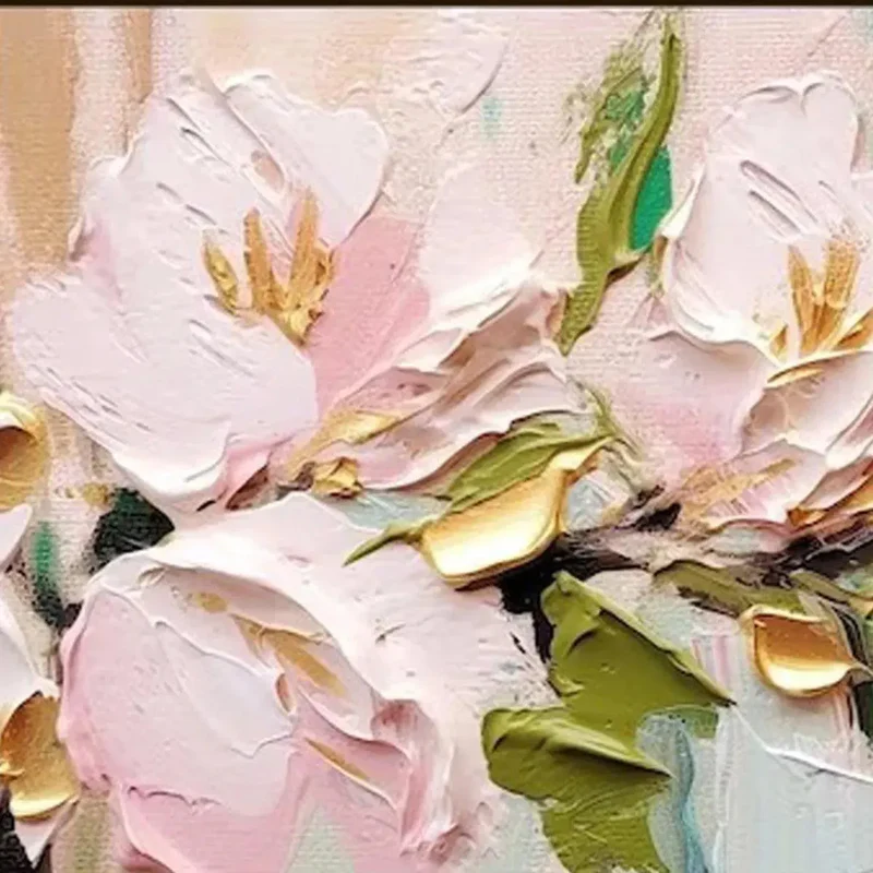 Soft Pink Magnolia Textured Painting