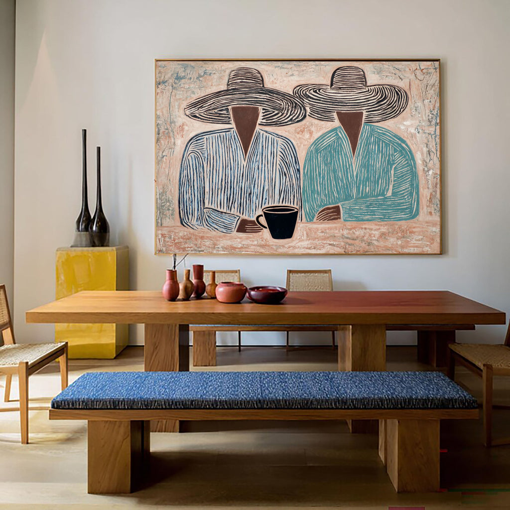 Coffee Conversations – Abstract Duo Figurative Painting