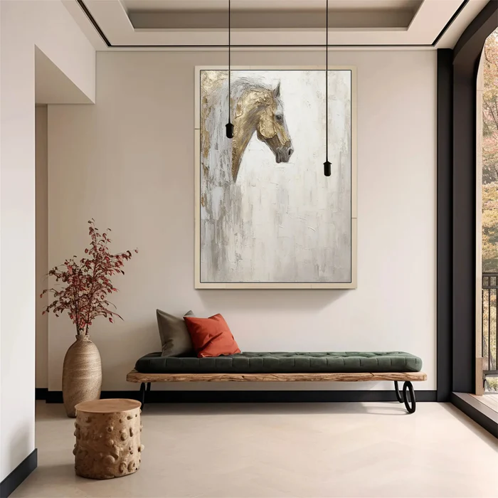 Golden Grace Horse Textured Painting