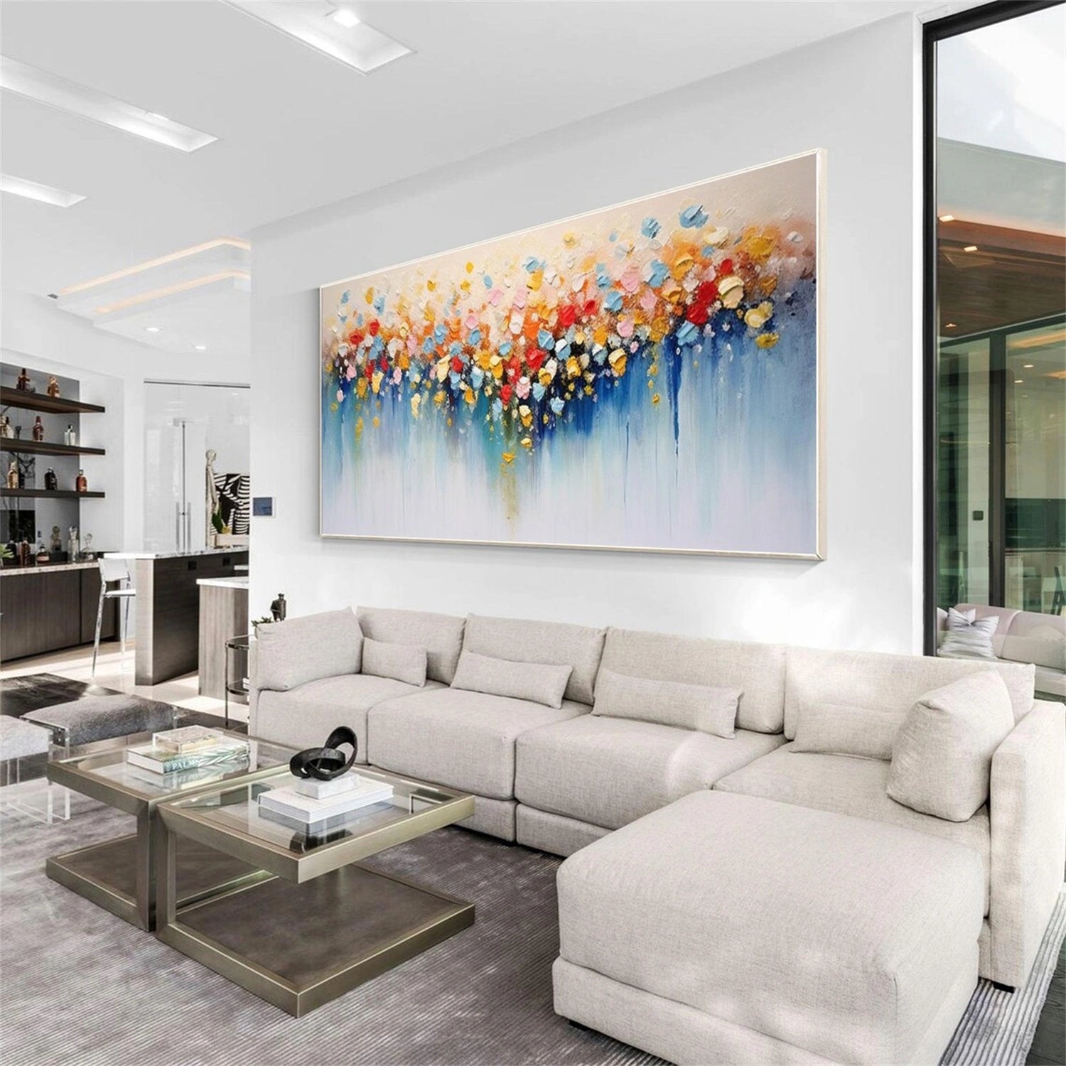 Golden Drift Blooms Abstract Painting