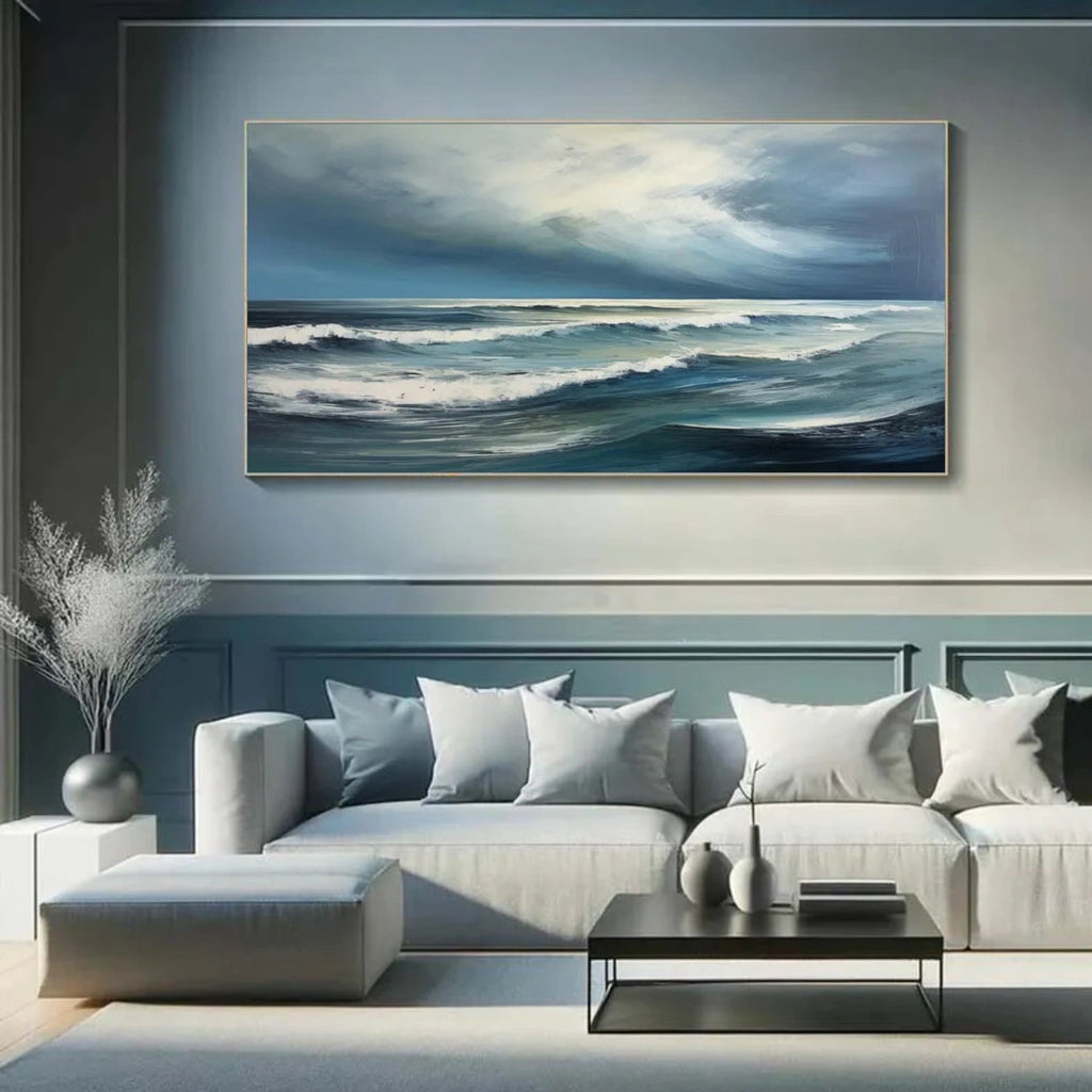 Deep Blue Ocean – Textured Waves Seascape Painting