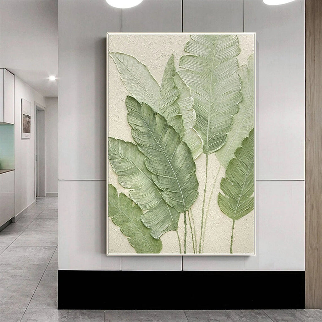 Soft Sage Botanical Leaf Abstract Painting