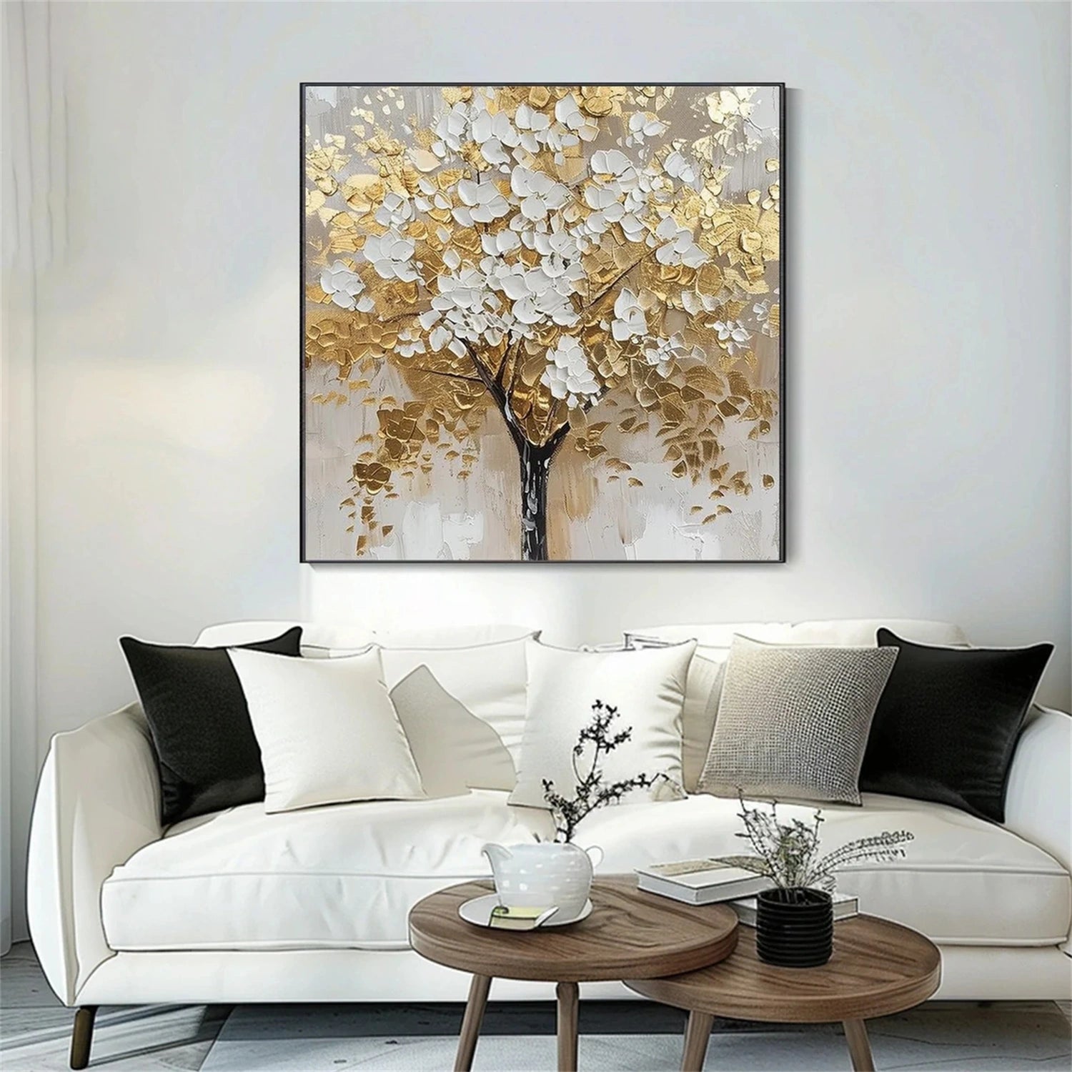 Golden Whisper Tree Abstract Painting