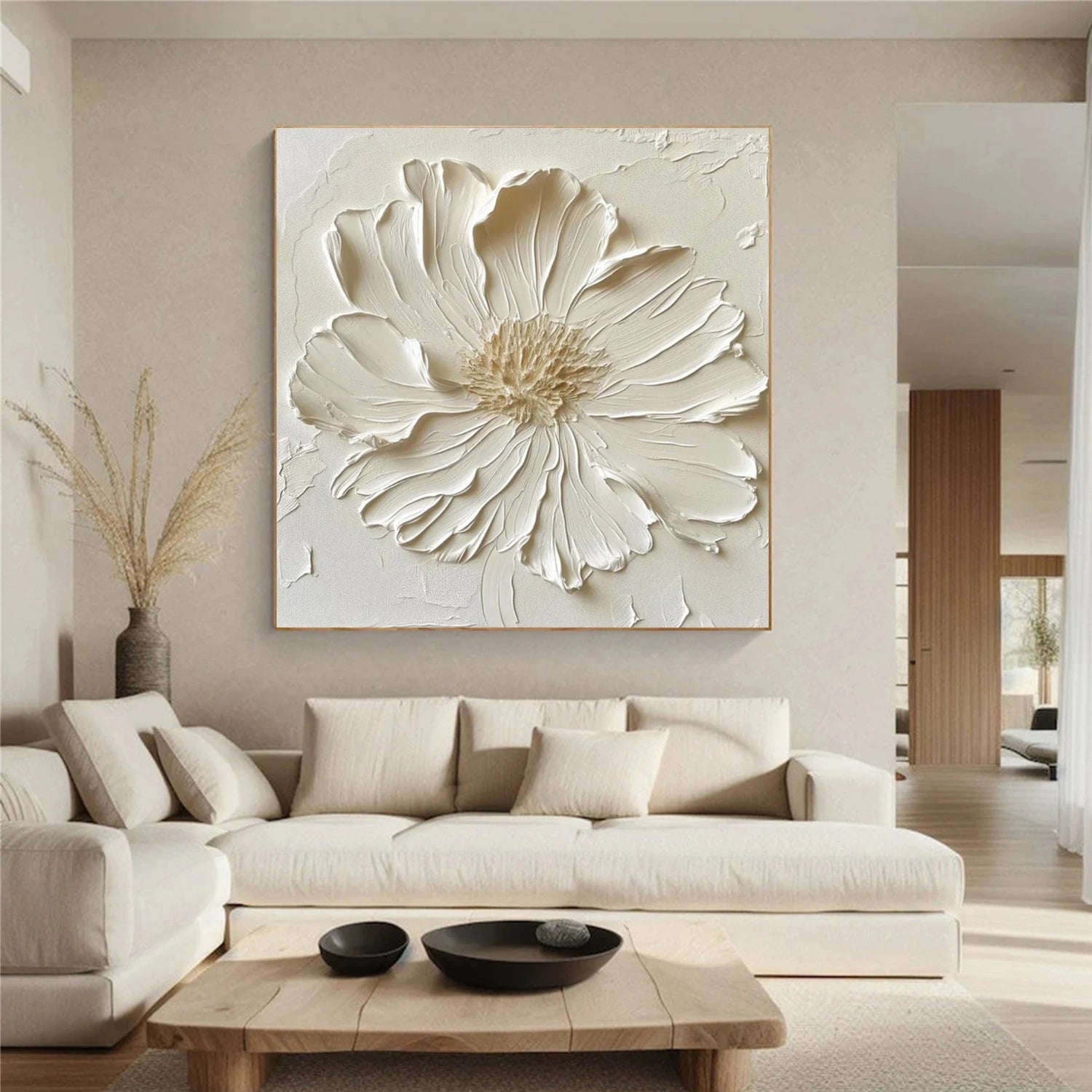 Cream Petal Serenity Floral Painting