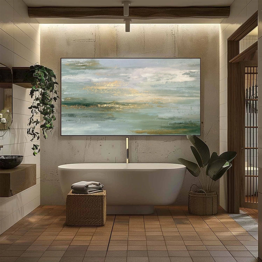 Golden Mist Seascape Abstract Painting