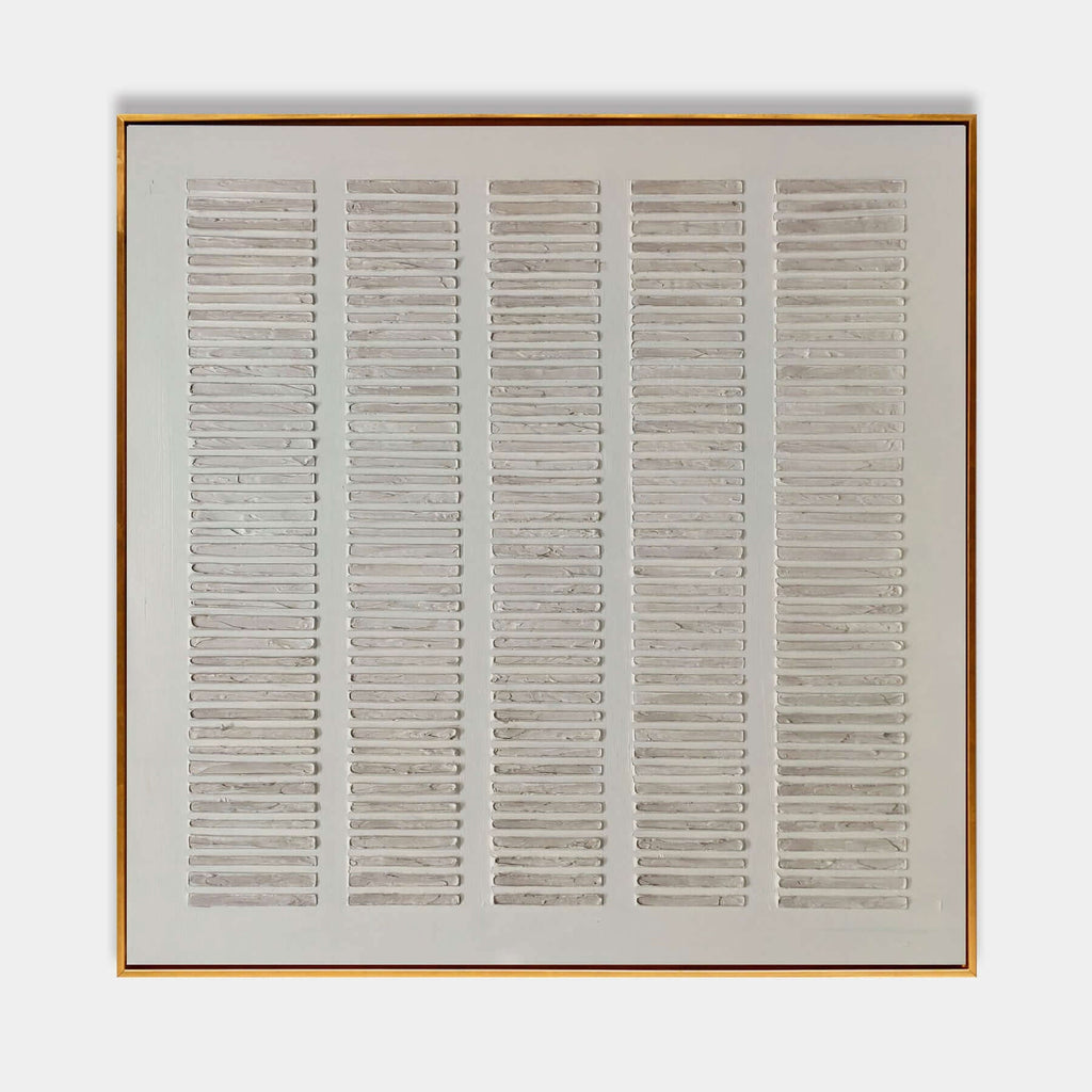 Silent Cadence: Minimalist Textured White Wall Art with Architectural Relief