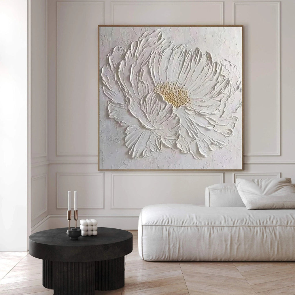 Ivory Bloom Relief Abstract Painting