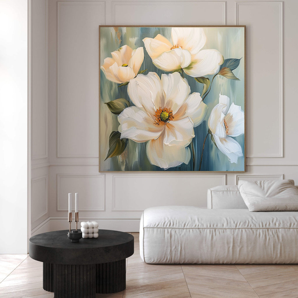 Ivory Bloom Serenity Floral Painting