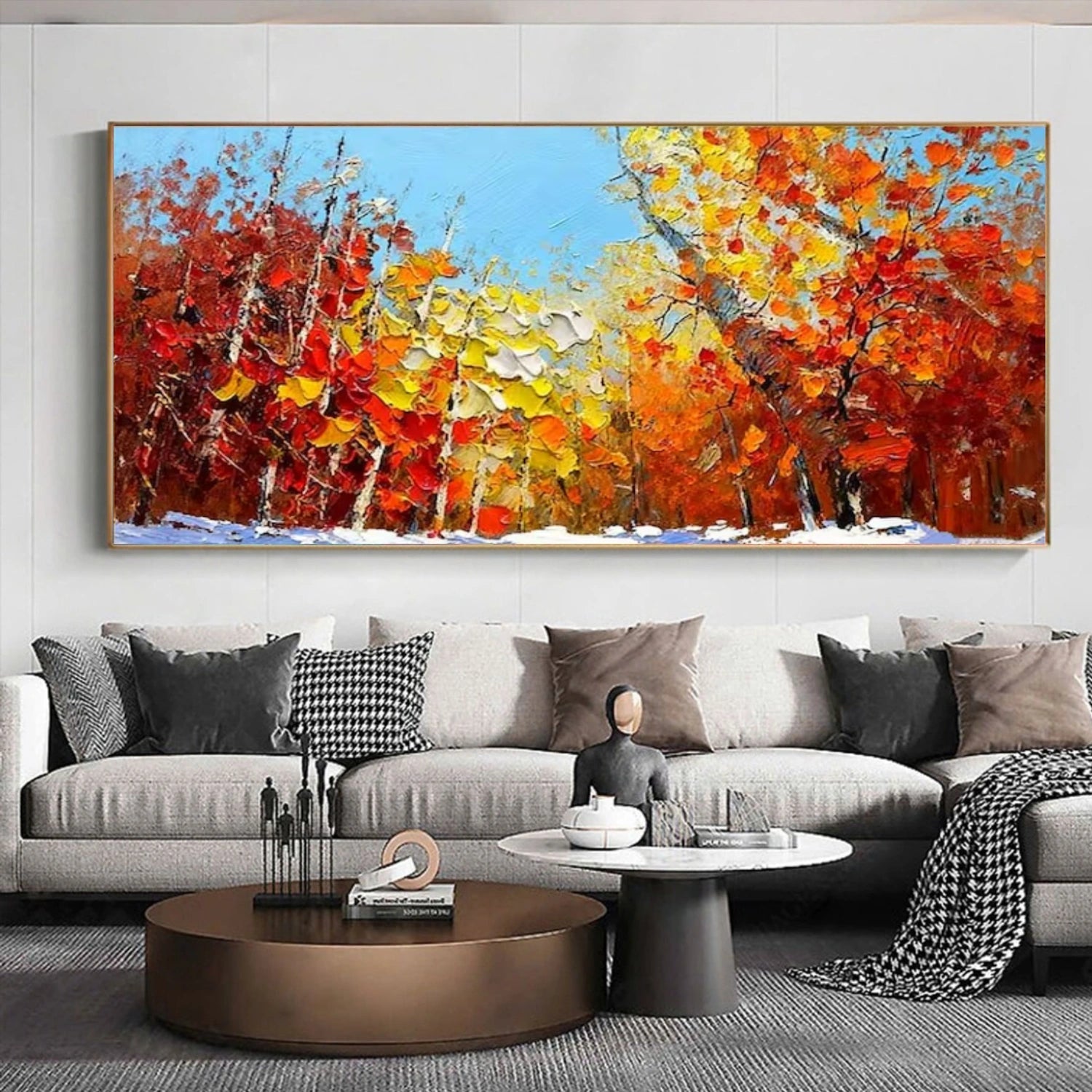 Crimson Pathway Autumn Abstract Painting