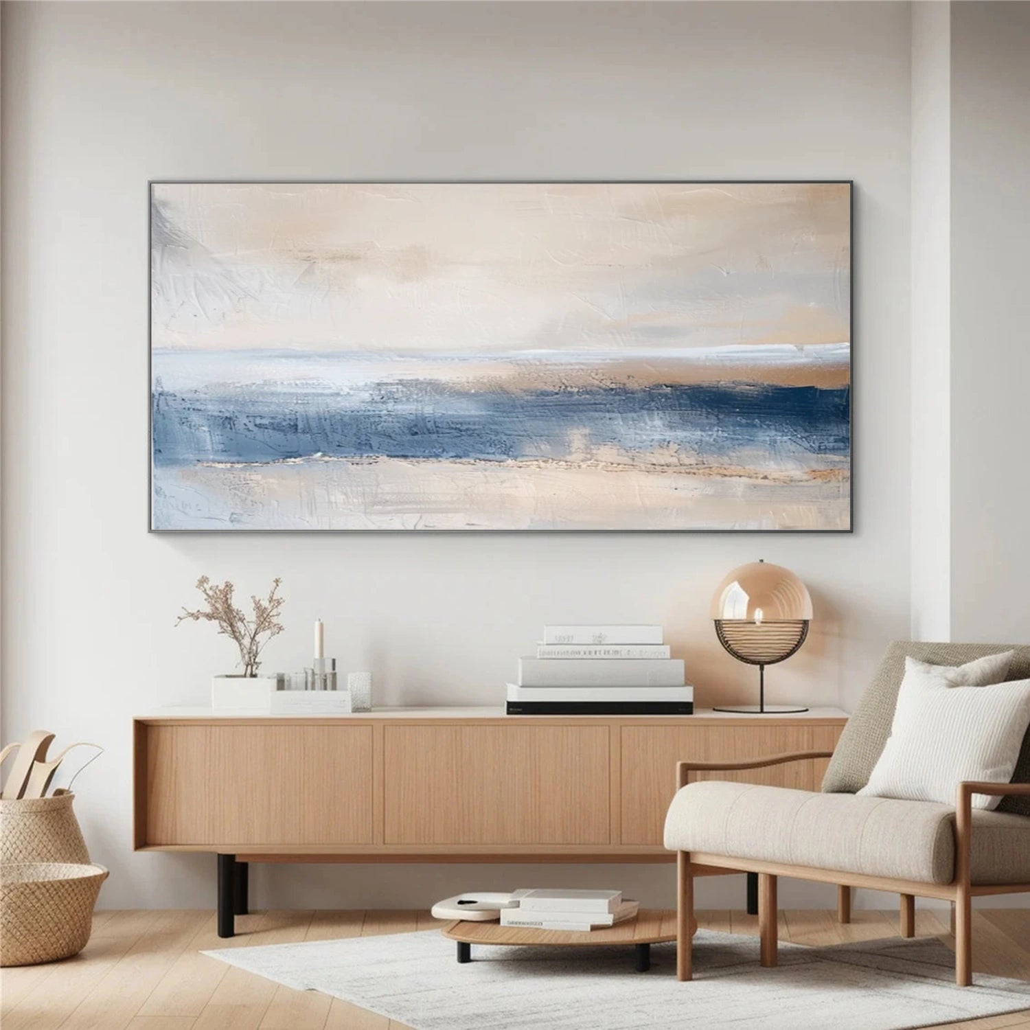 Serenity Coast Blue Abstract Painting