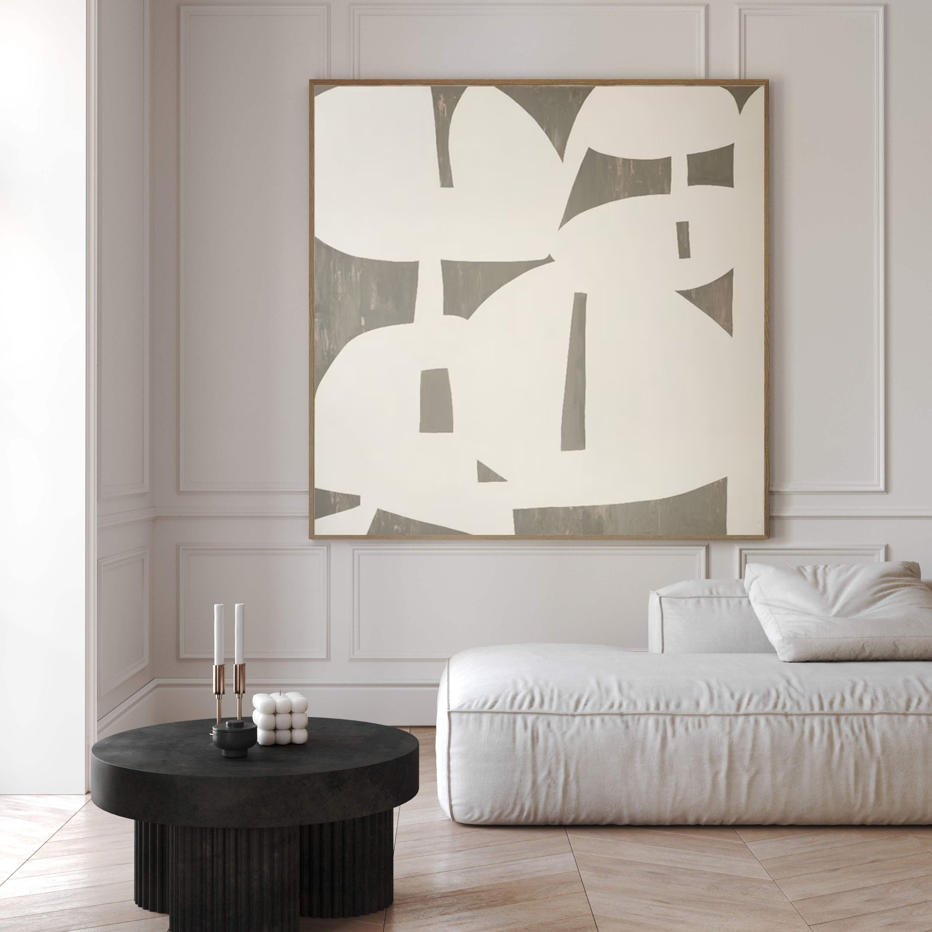 Soft Forms Beige Abstract Painting