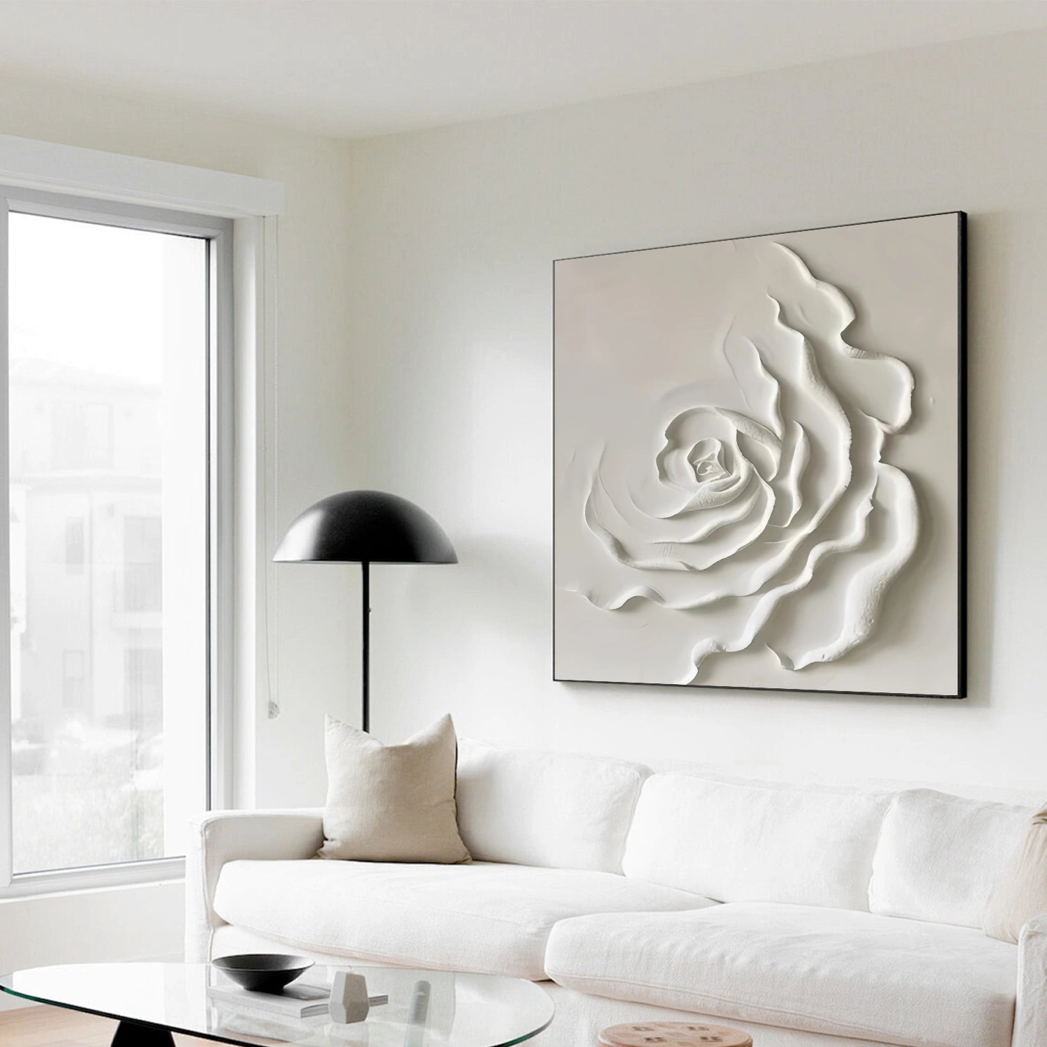 Ivory Bloom White Textured Abstract Painting