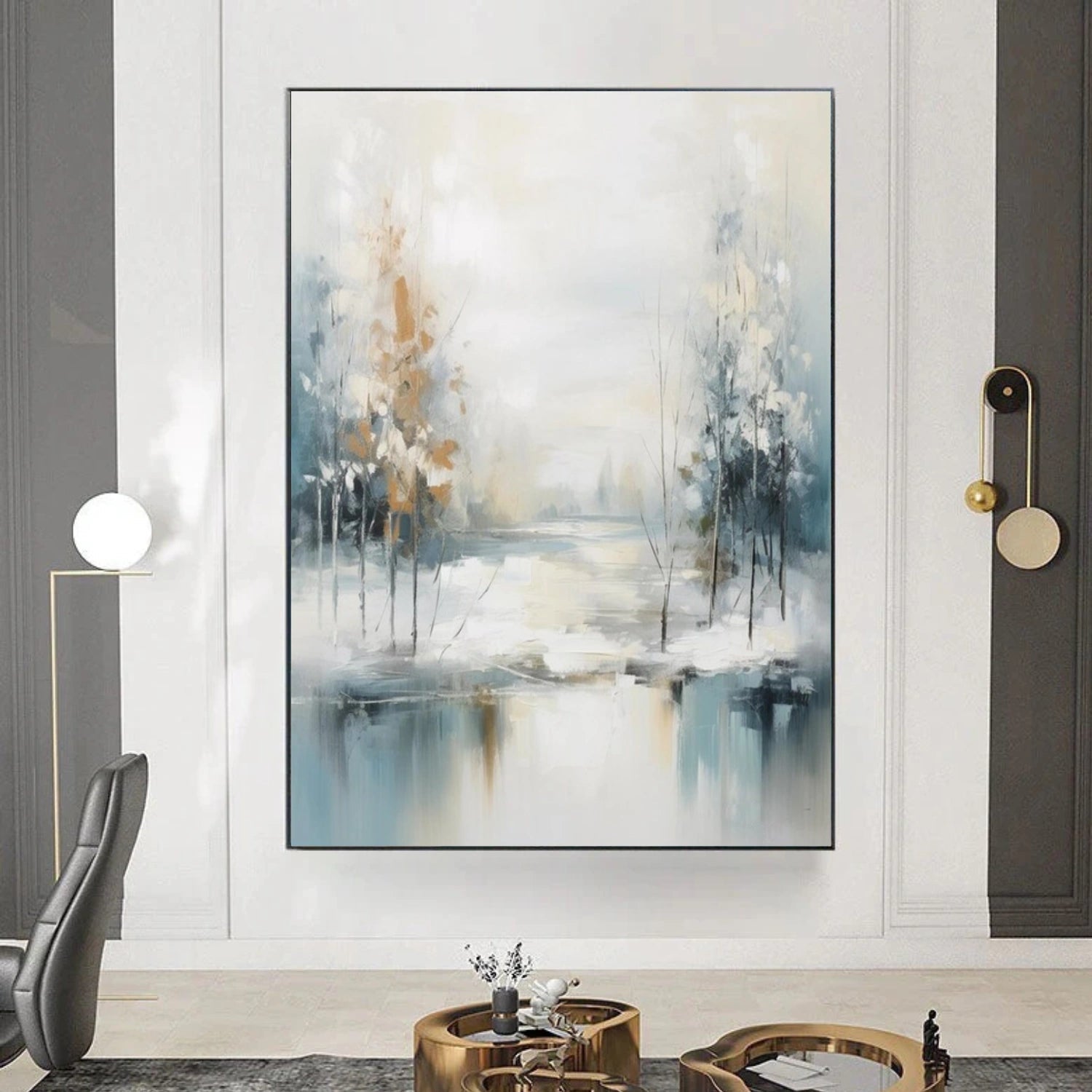 Pale Dawn Lake Reflection Painting