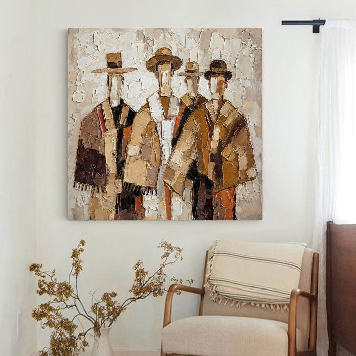 Folk Harmony – Textured Cultural Figure Art Painting