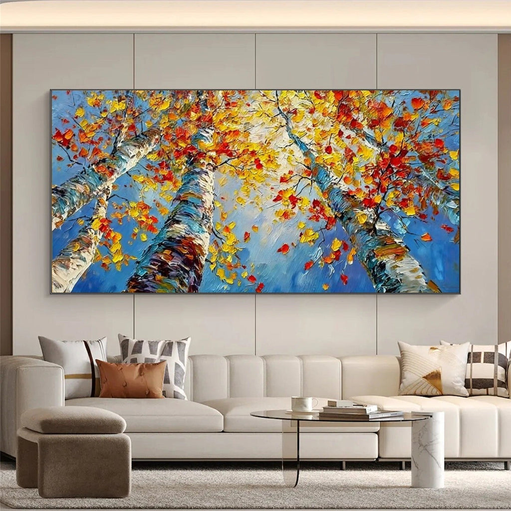 Autumn Canopy Skyward Abstract Painting