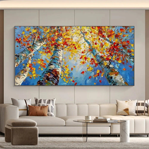 Autumn Canopy Skyward Abstract Painting