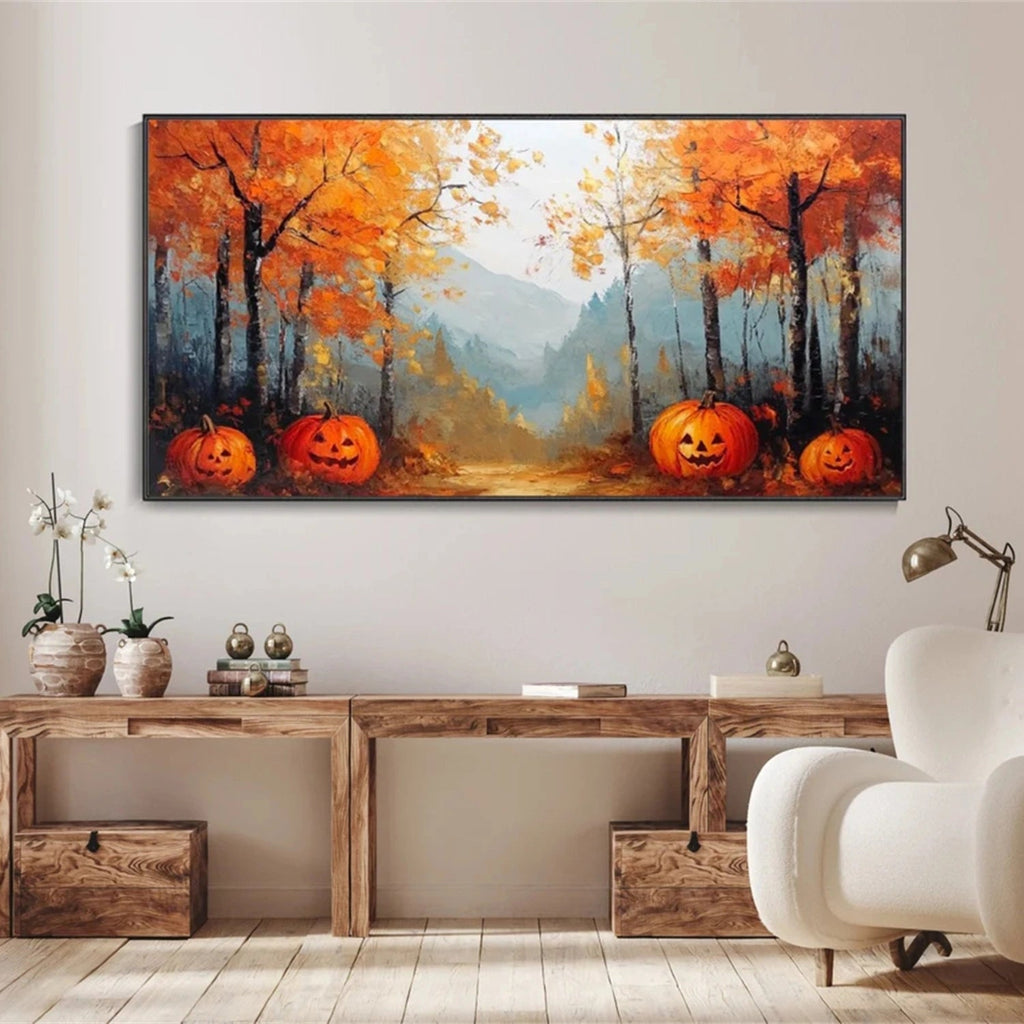 Pumpkin Glow Autumn Forest Painting