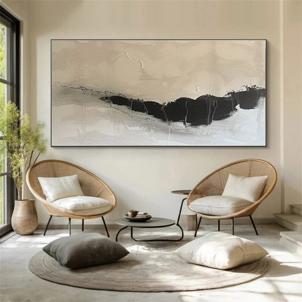 Silent Horizon Beige Abstract Painting