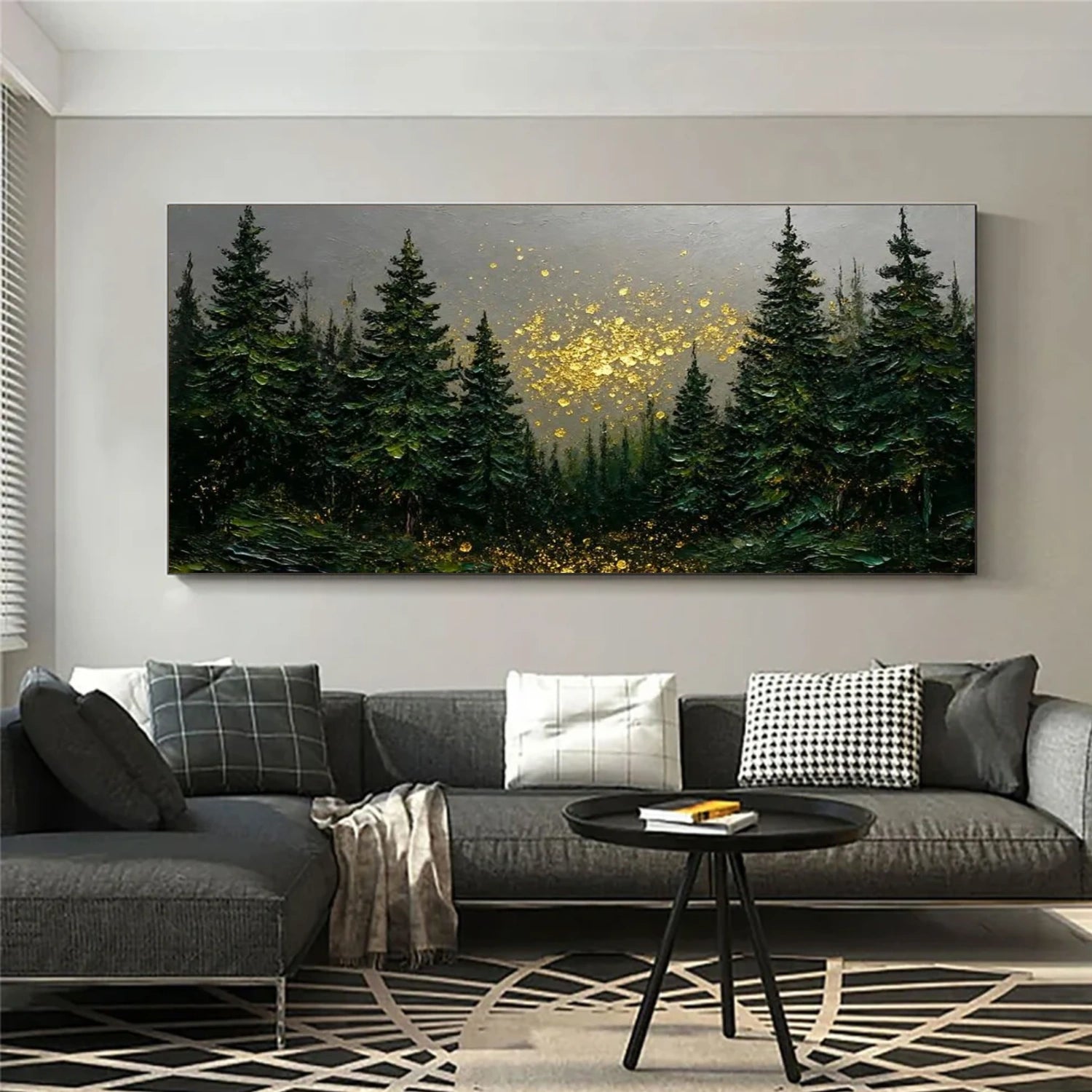 Enchanted Forest Gold Glow – Textured Landscape Painting