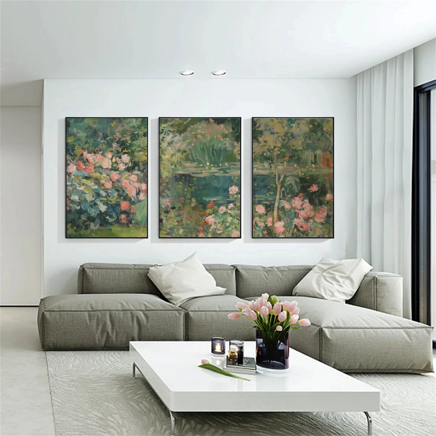 Blossom Garden Whisper Triptych Painting Set of 3