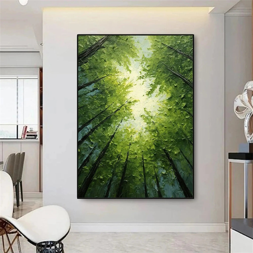 Emerald Canopy Light Forest Painting