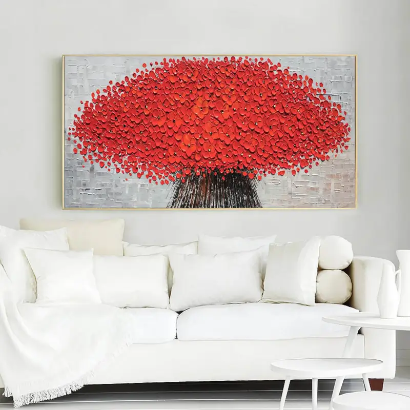 Crimson Harmony Red Tree Abstract Painting
