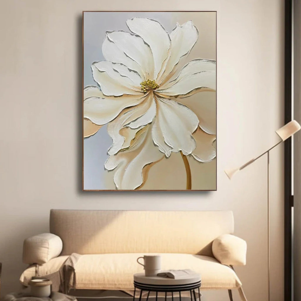 Soft Light White Petal Abstract Painting