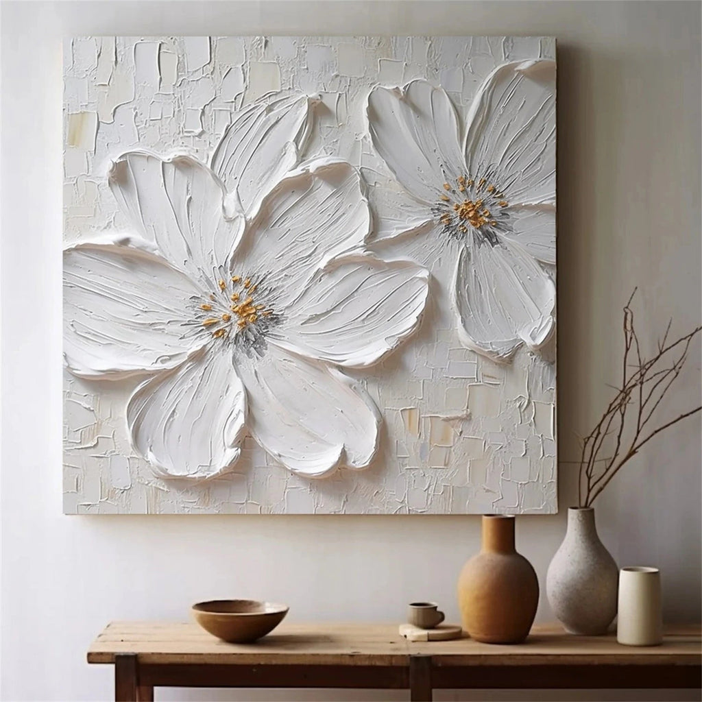Ivory Petal Whisper Floral Abstract Painting