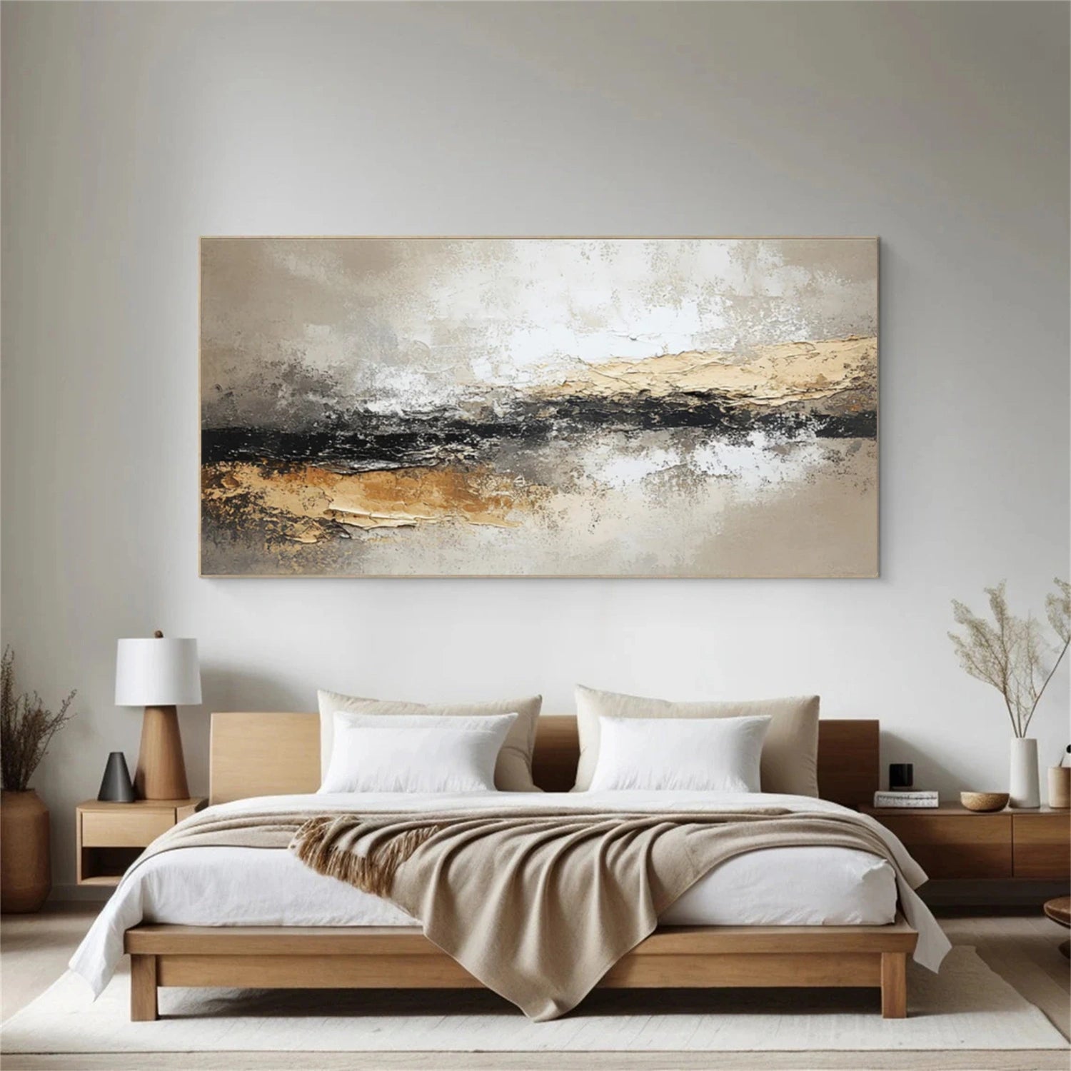 Golden Horizon – Textured Neutral Abstract Painting