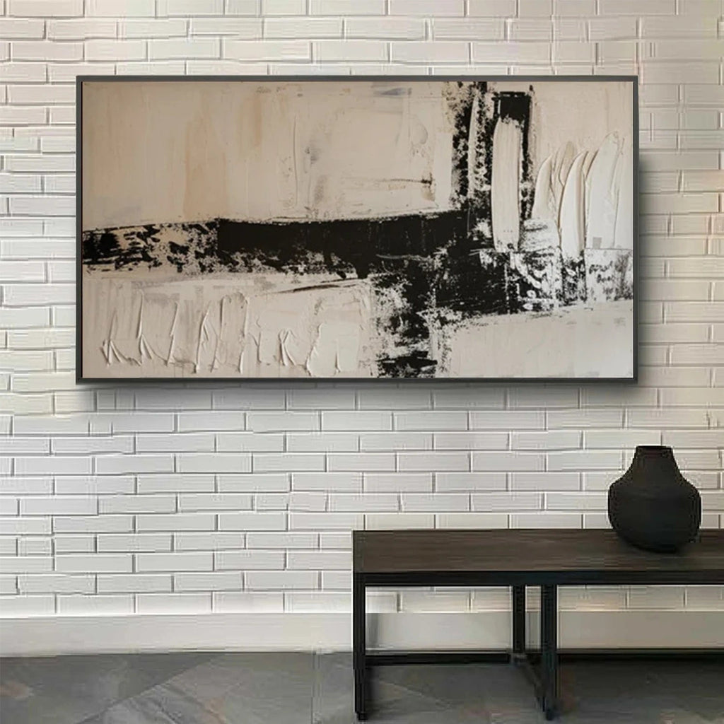 Monochrome Grid Abstract Painting