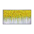 Golden Cascade Floral Abstract Painting