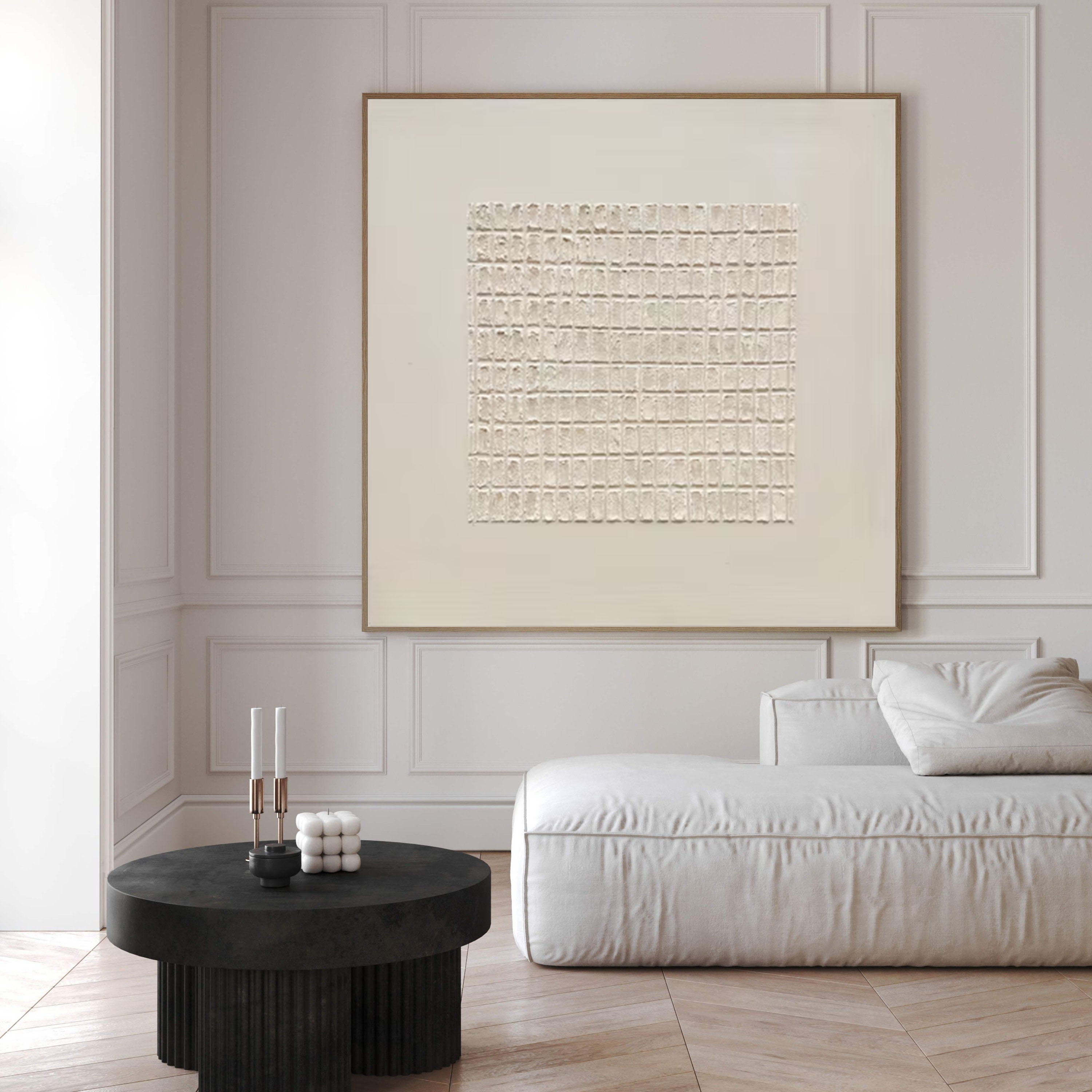 Centered Silence Grid Textured Painting