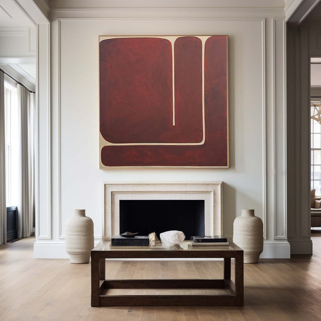 Crimson Pathway Modern Abstract Painting