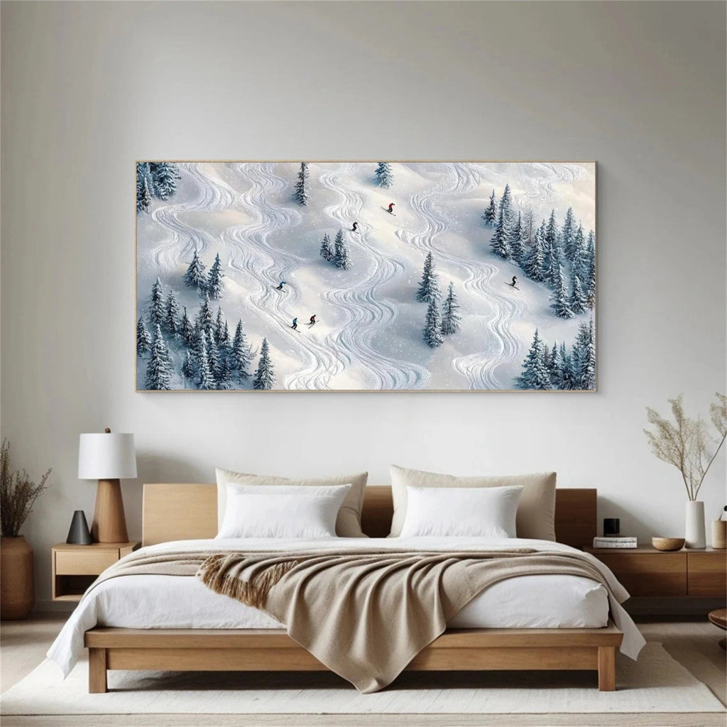 Snow Trail Rhythm – Winter Ski Landscape Painting