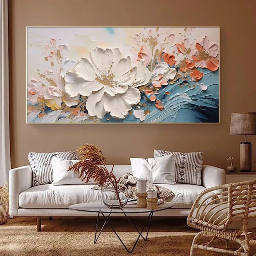 Azure Petal Harmony Floral Abstract Painting