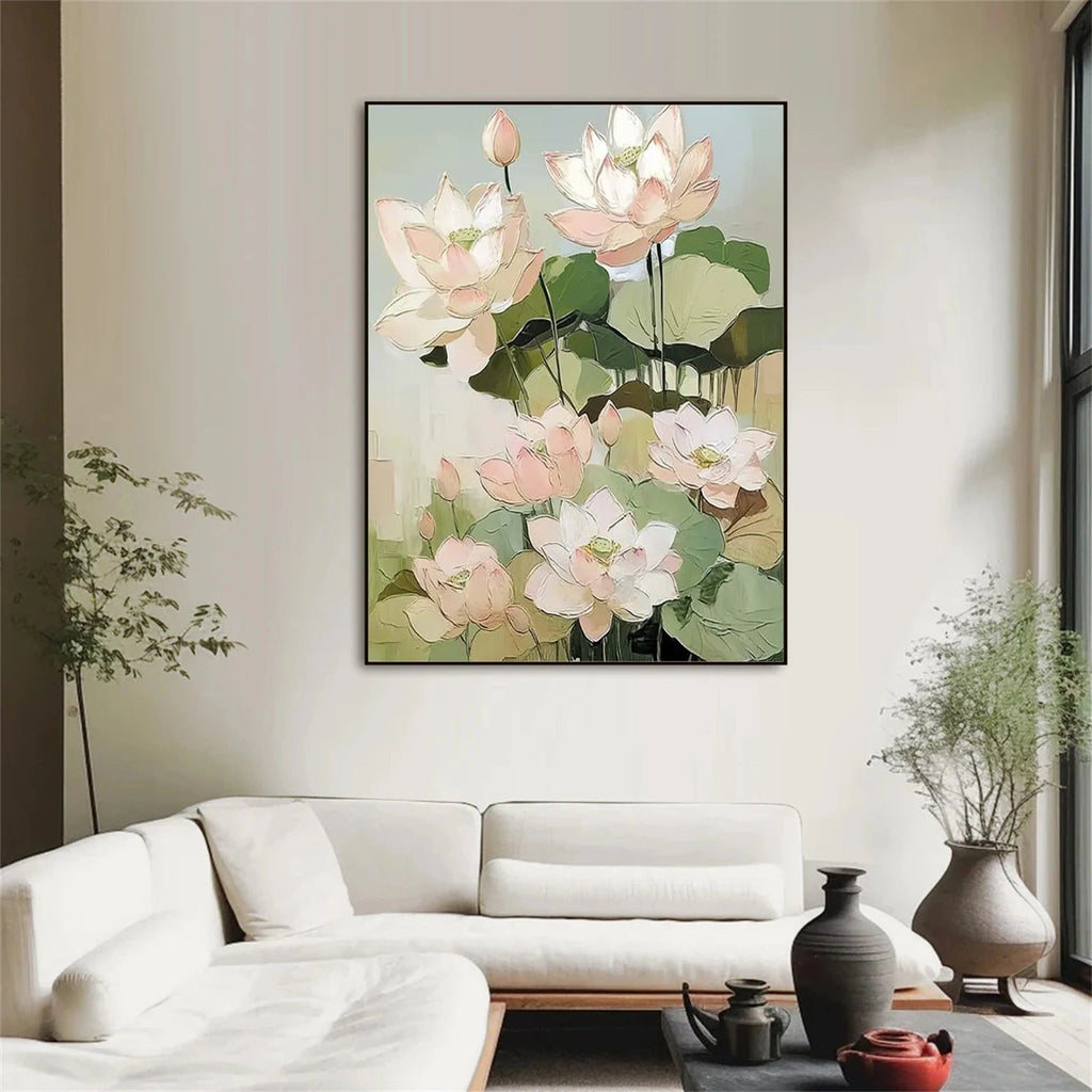 Serene Lotus Bloom Abstract Painting
