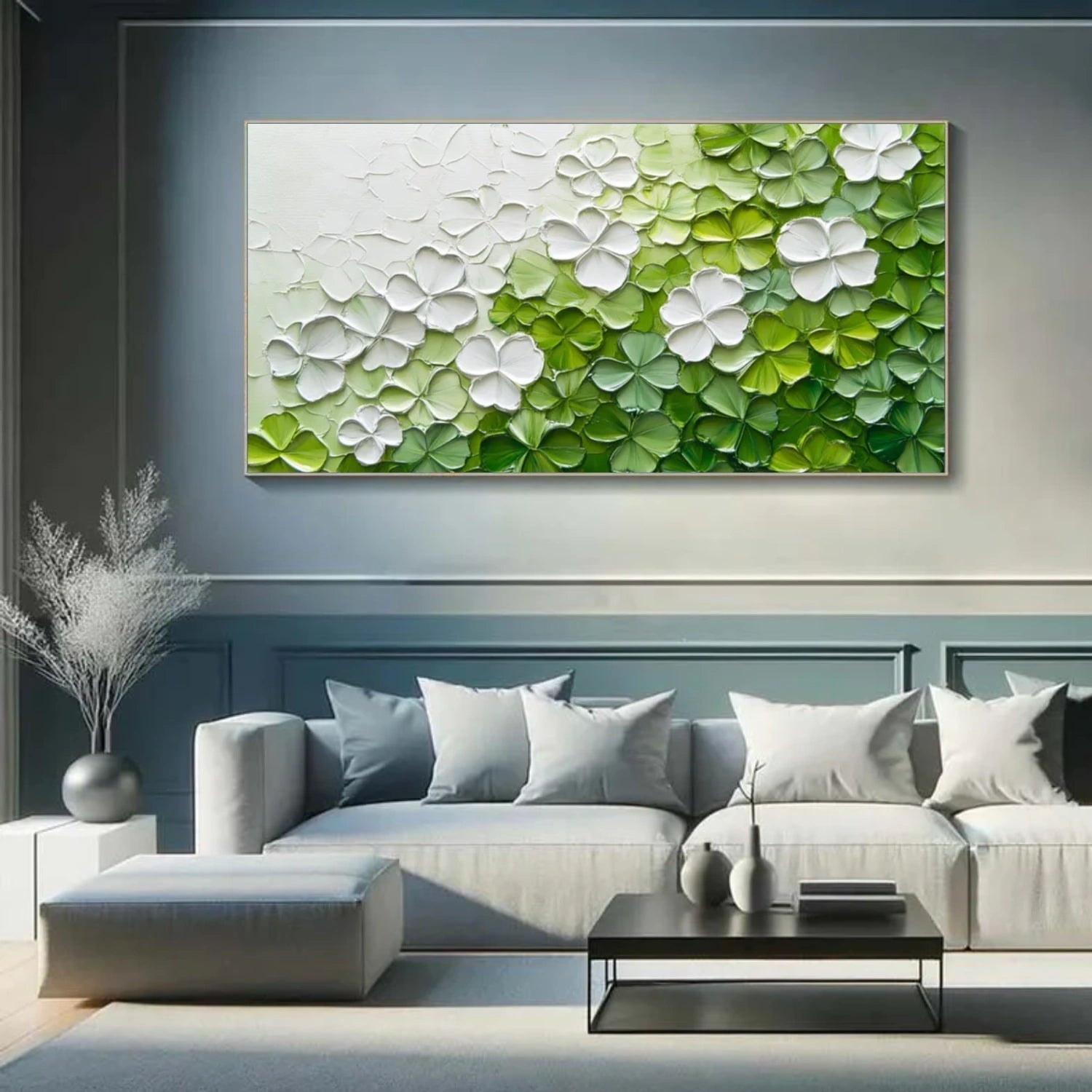 Emerald Bloom Flow Abstract Painting