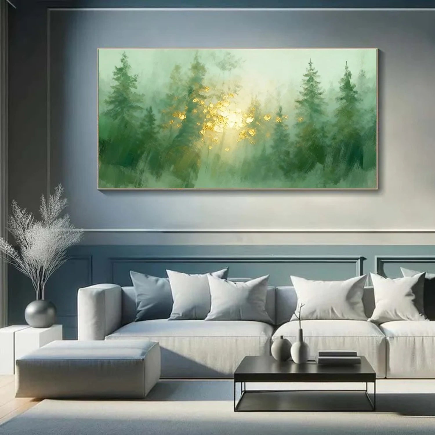 Misty Forest Sunlight – Nature Landscape Painting