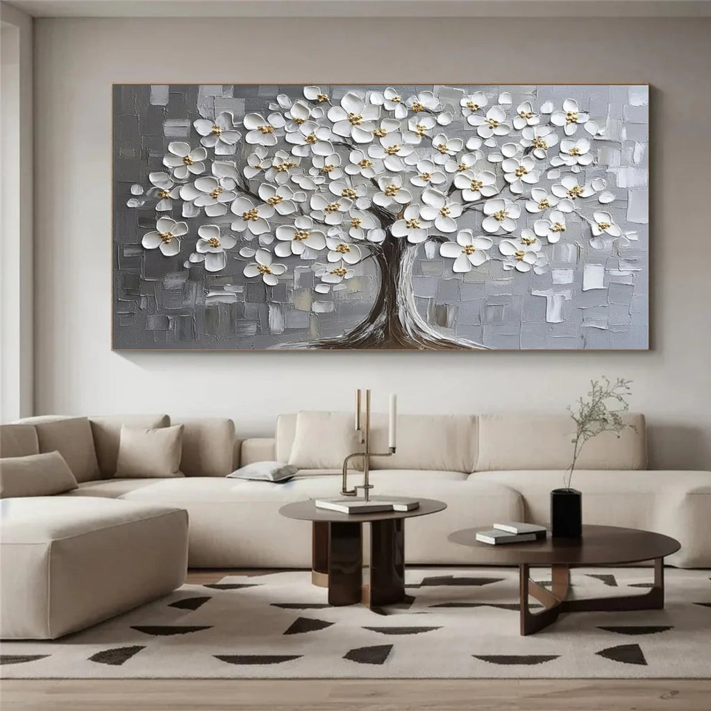 White Blossom Harmony Tree Painting