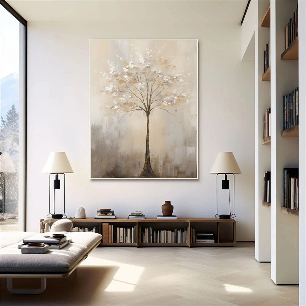 Still Grace Ivory Tree Abstract Painting