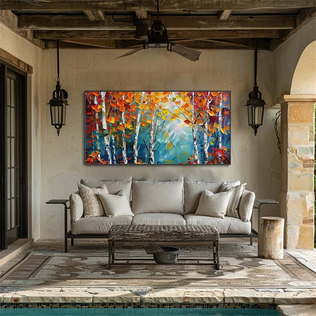 Amber Whisper Birch Forest Painting