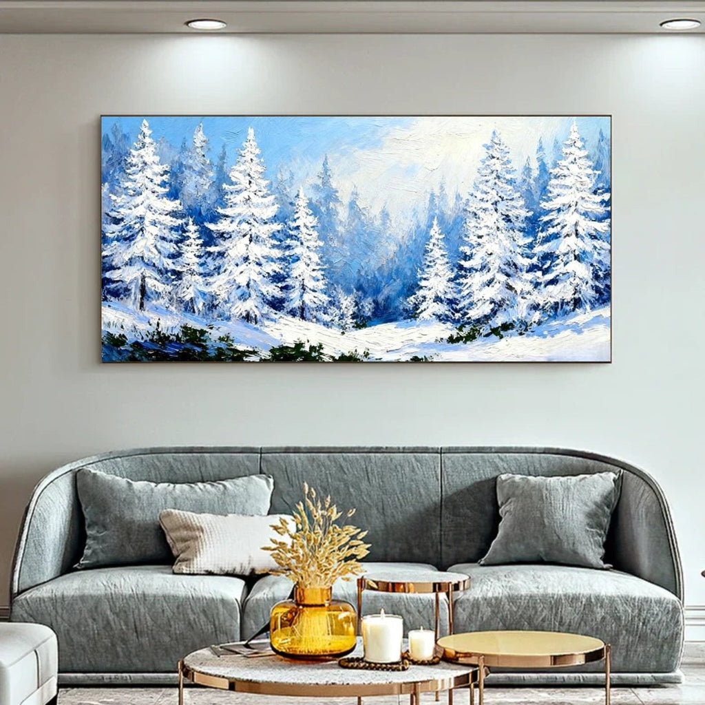 Silent Snowfall Pine Forest Painting