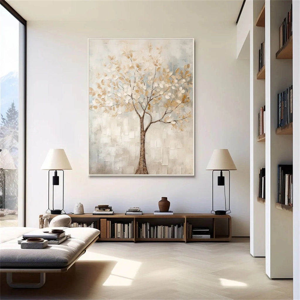 Gentle Light Ivory Tree Abstract Painting