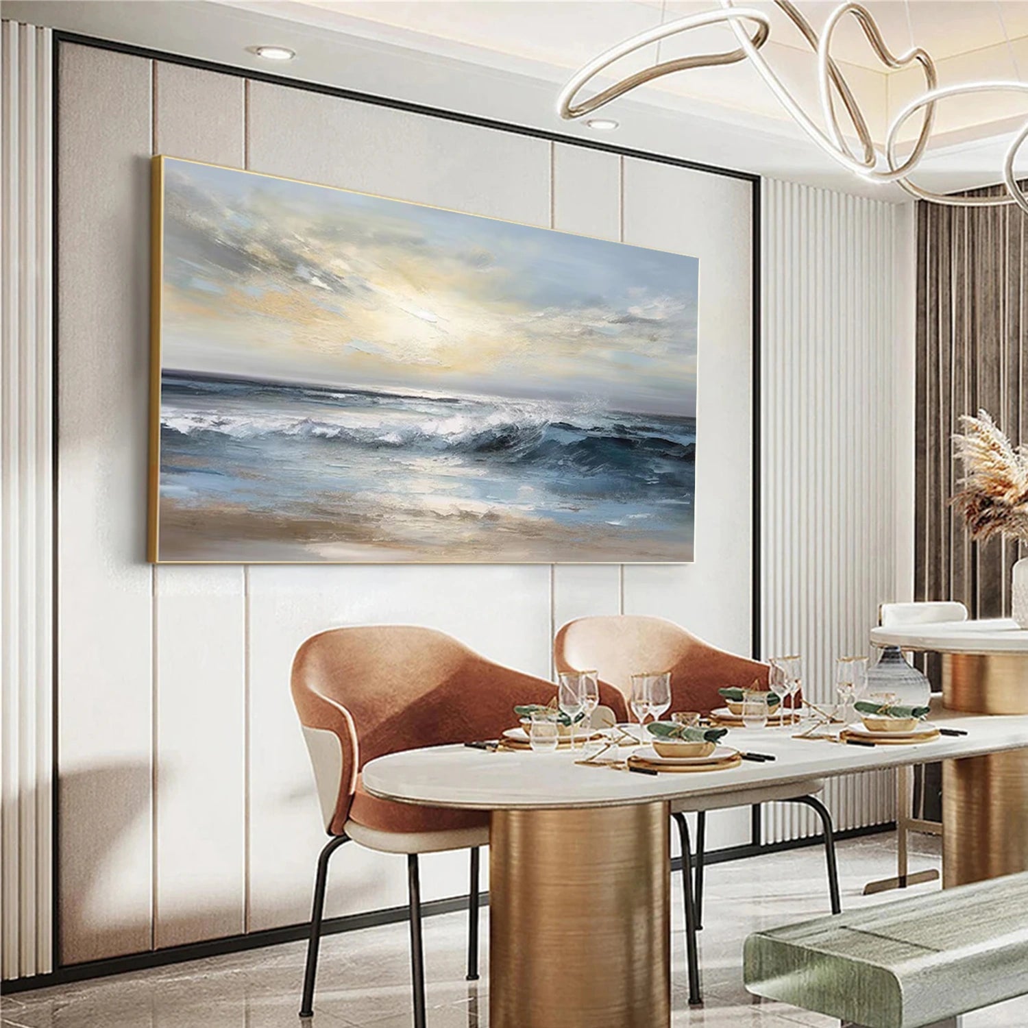 Calm Horizon Blue Seascape Painting