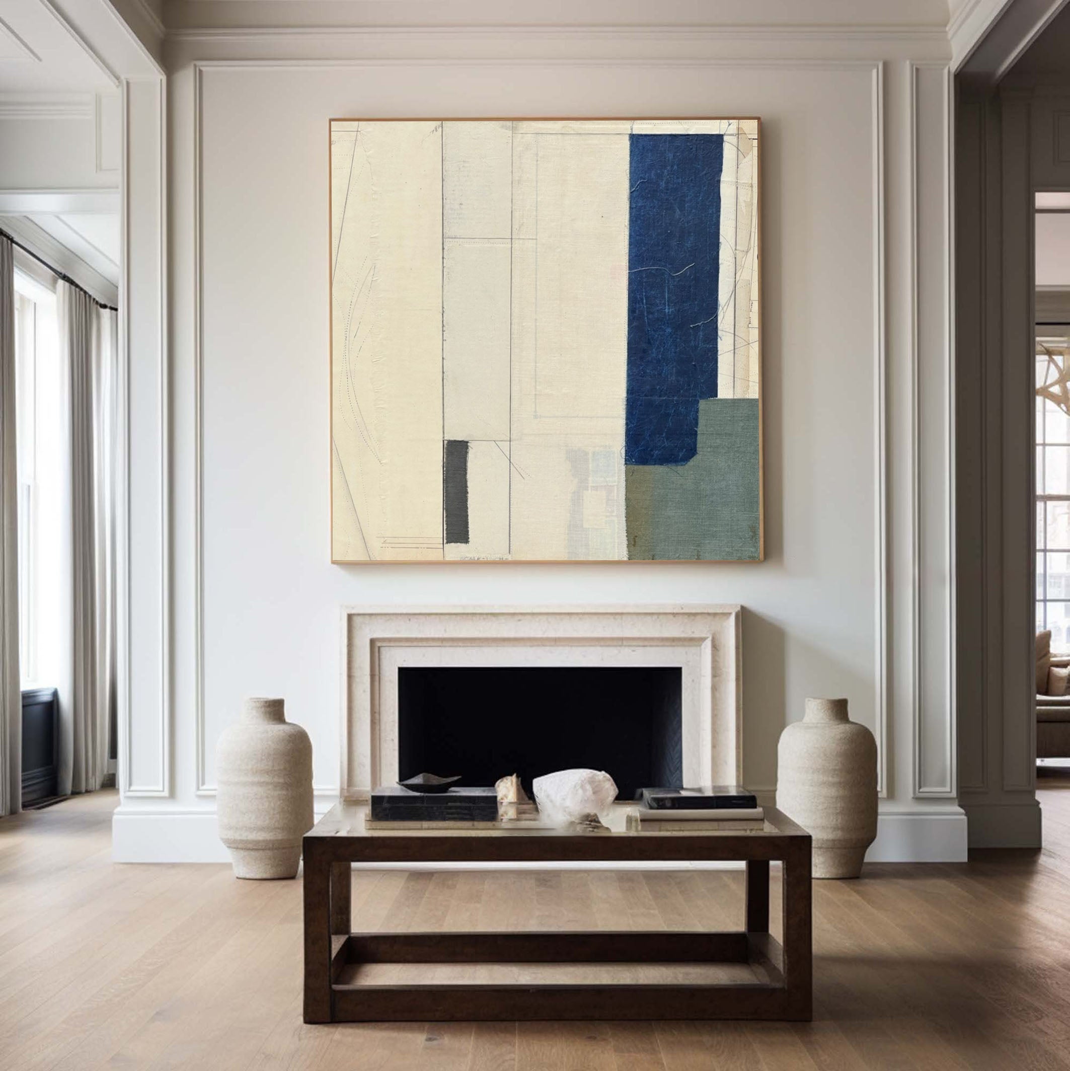 Deep Indigo Modern Abstract Painting